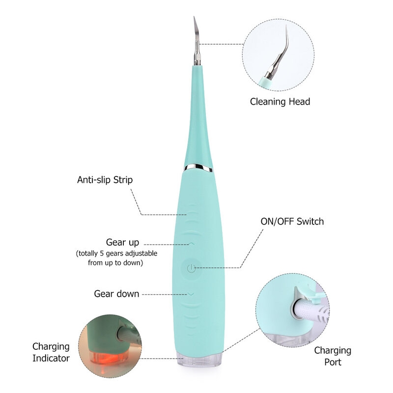 Elektryczny ultradźwiękowy Dental Cleaner USB Tooth Calculus Remover higiena styl domowy ustne przebarwienia na zębach narzędzie wybielanie zębów