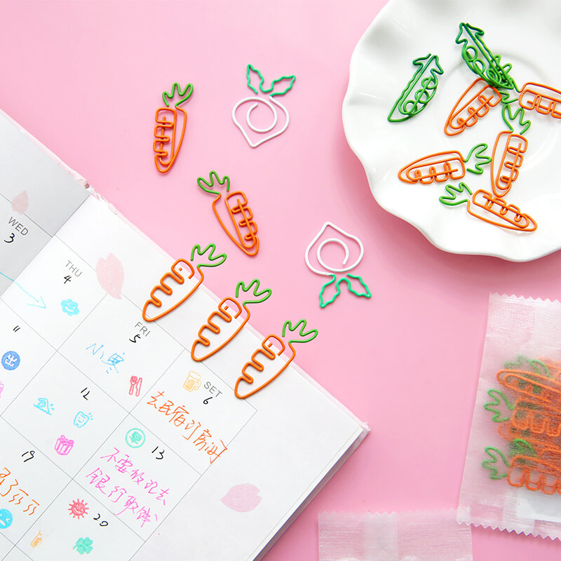 10pcs/lot Creative Kawaii Carrot Shaped Mini Paper Binder Clips Photos Tickets Notes Letter Paper Clip Office Supply Stationery