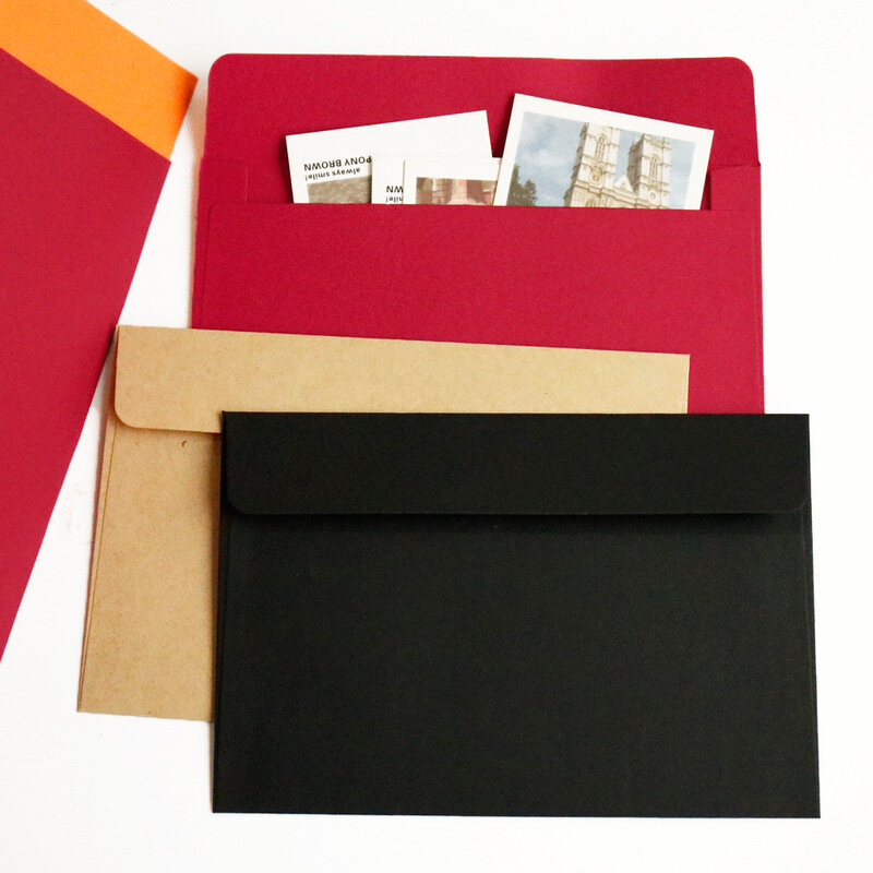 Envelope da cor de 10 pces, empacotamento do cartão em branco, saco do envelope do papel de kraft, envelope do estilo ocidental