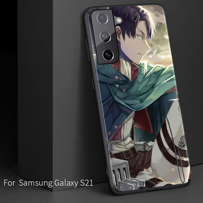 Anime Attack On Titan Soft TPU per Samsung Galaxy S21 S20 FE Ultra Lite S10 5G S10E S9 S8 S7 S6 Edge Plus custodia per telefono nera