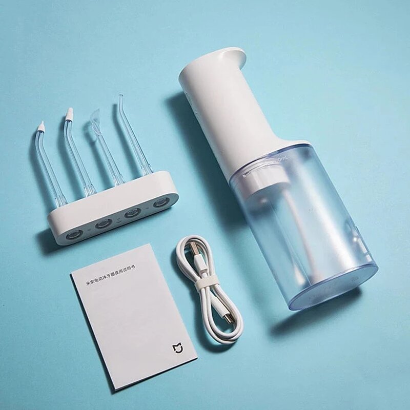Voor Xiaomi Elektrische Monddouche IPX7 Waterdichte Dental Water Jet Bleken 4 Modi Orale Cleaning W 4 Nozzles Geheugen Mond schoon