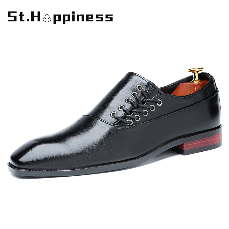 2021 Sepatu Pria Fashion Gaun Kulit Sepatu Oxford Sepatu Bisnis Kantor Merek Mewah Sepatu Kasual Desainer Klasik Ukuran Besar 48