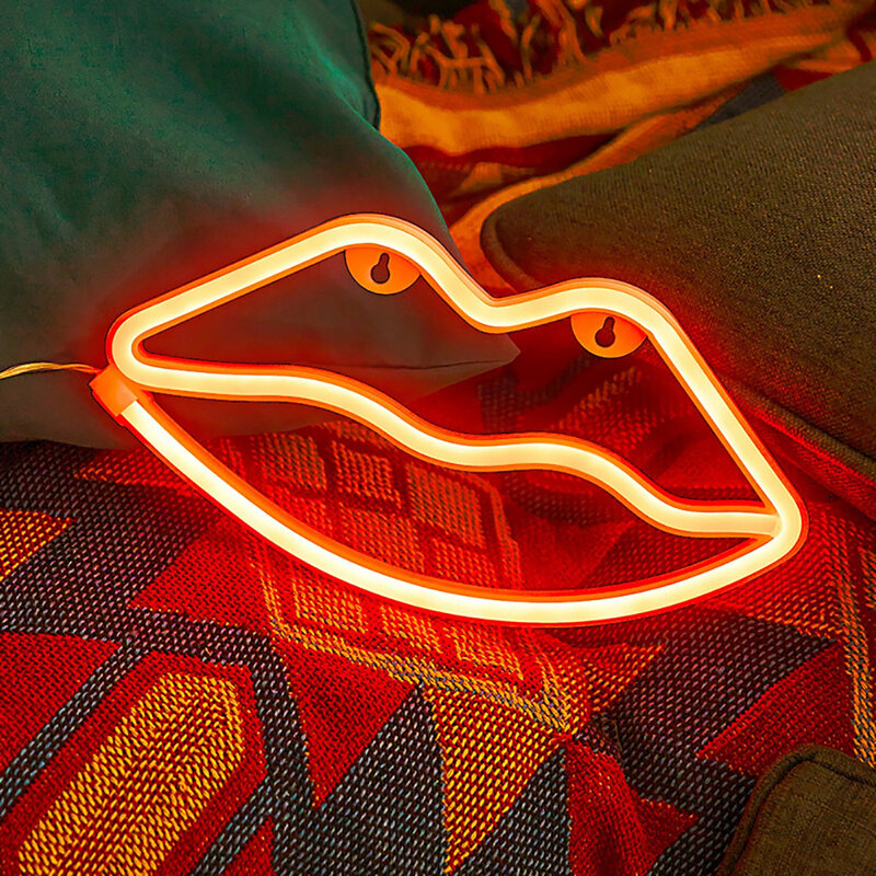 Lip Neon Zeichen Batterie Und Usb Dual Powered Led Neon Licht Hochzeit Party Home Room Decor Wand Dekoration Lampe