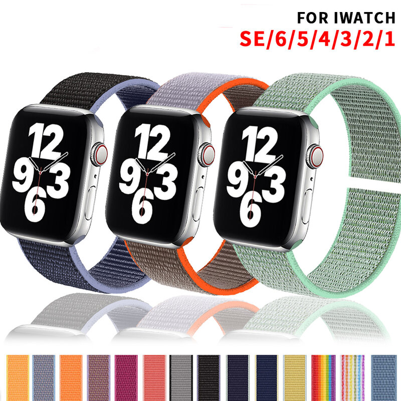 Nylon Loop Strap For Apple Watch band SE 6/5 44mm 40mm 42mm 38mm Smartwatch Watchband Belt Sport Bracelets iWatch Series 4 3 2 1