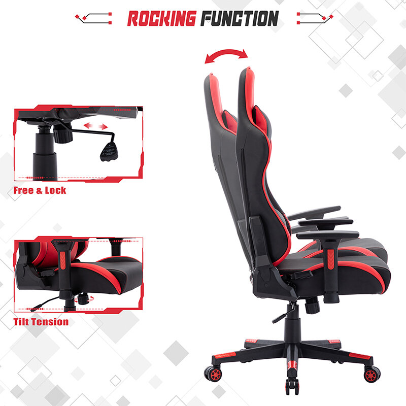 Racing Stil Gaming Stuhl PU Leder High Back Office Stuhl Ergonomische Design mit Einstellbare Armlehne und Lenden Unterstützung