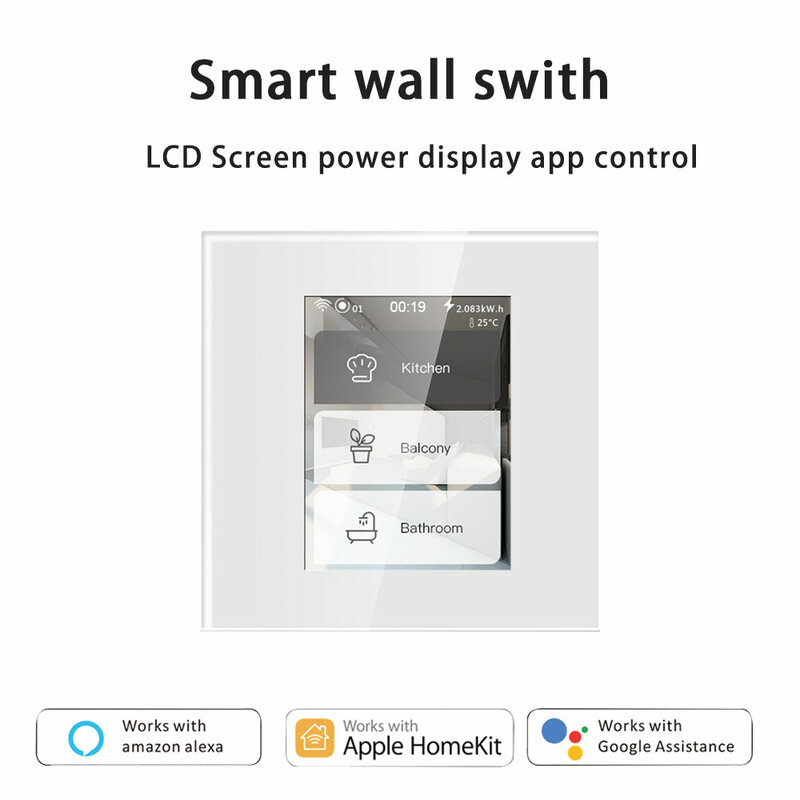 WIFI LCD الذكية الستار التبديل 4 نماذج في واحد عرض الطاقة العمل مع homekit اليكسا ، googlehome مفتاح تحكم في الحائط للمنزل الذكي