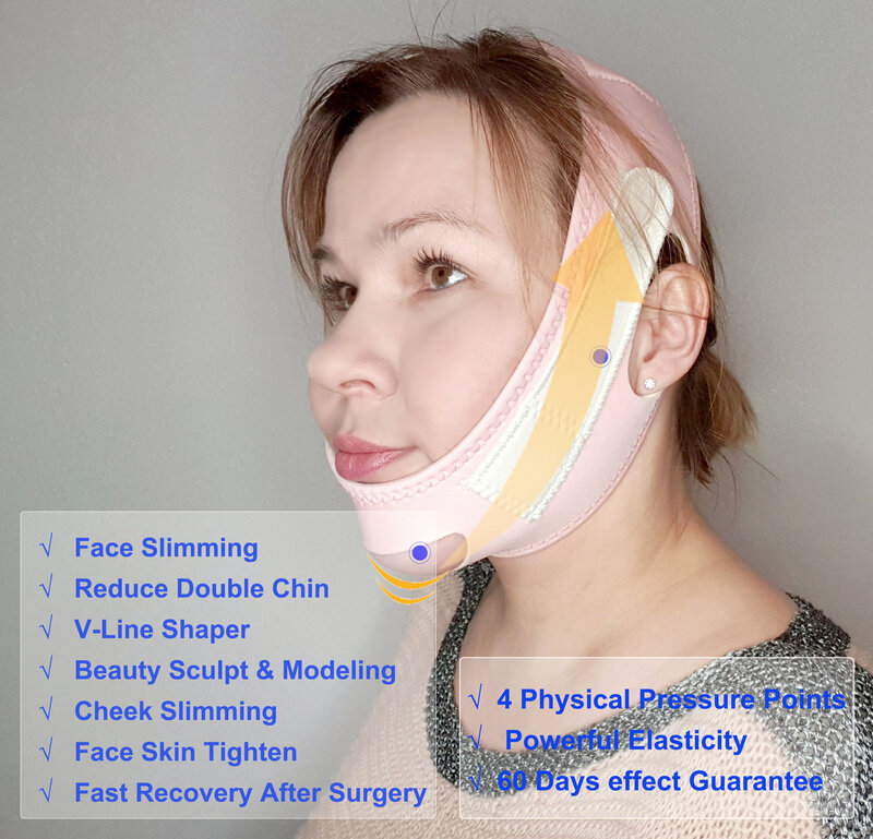 Face lifting Strap for Women V-Line Facial lift Bandage Sculpt Bandage Double Chin Reducer Chin Up Slimming Strap Fixed Belt