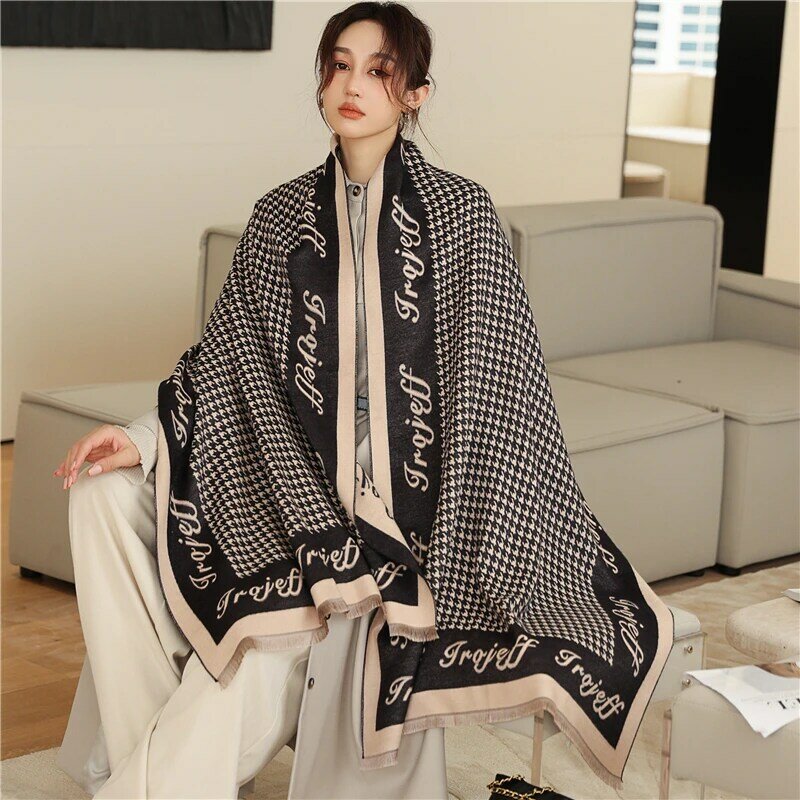 2021 dicke 180*65cm Kaschmir Schal Luxus Print Solide Winter Schal Pashmina Decke Hijab Wrap Kopftuch Neck Foulard echarpe