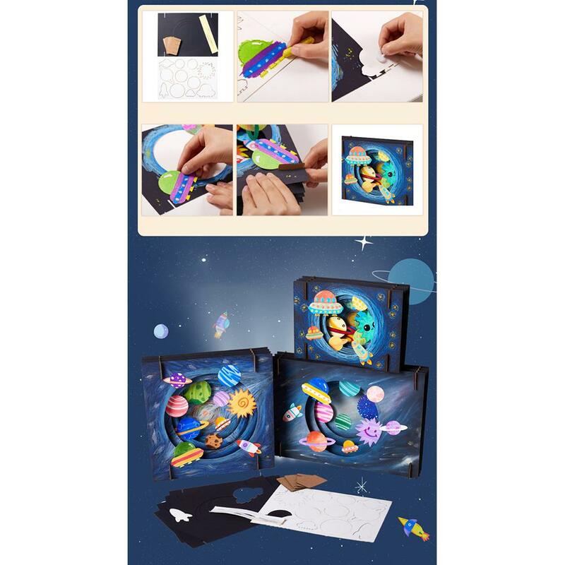 Kuulee DIY 3D Creative Starry Sky Painting Paper Artware Pack Gifts Toys for Children
