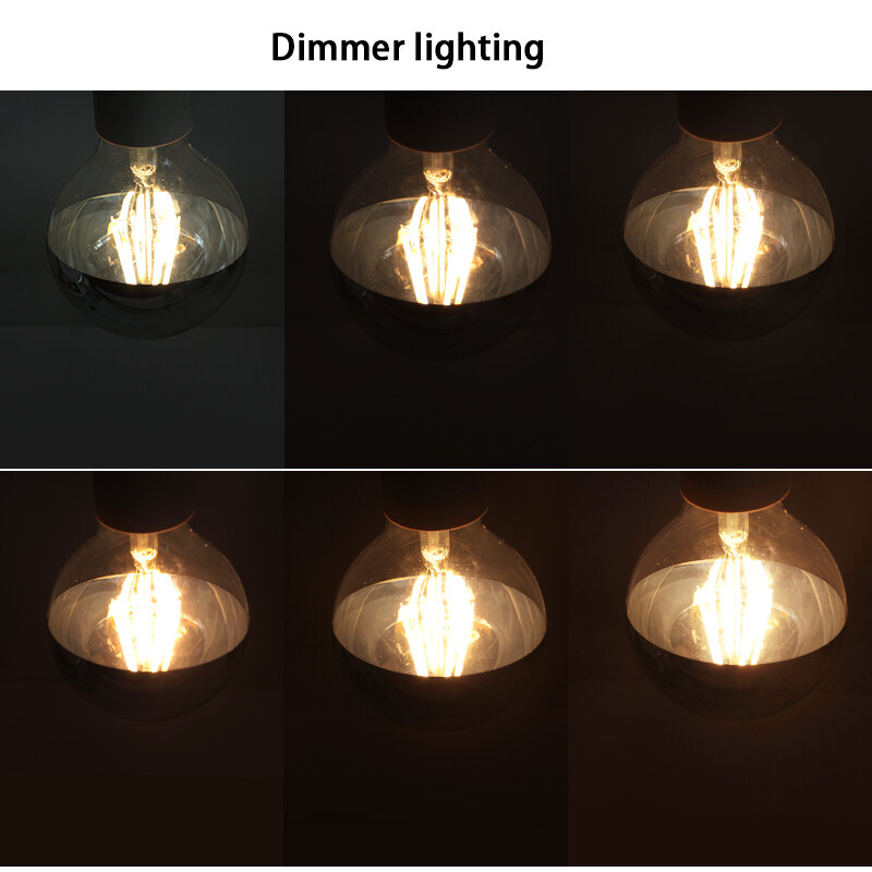 G80 E27 6W dimmer led filament cob lampe licht 110v 220v dimmen Globus Edison Silber Top Spiegel schatten Lampe E 27 26 beleuchtung