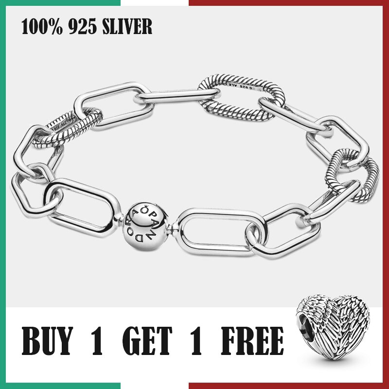 2021 Top Sale 925 Sterling Silver Fashion Me Slender Link Bracelet Fit Sliver Charm Beads Pendents For Women Jewelry Gift