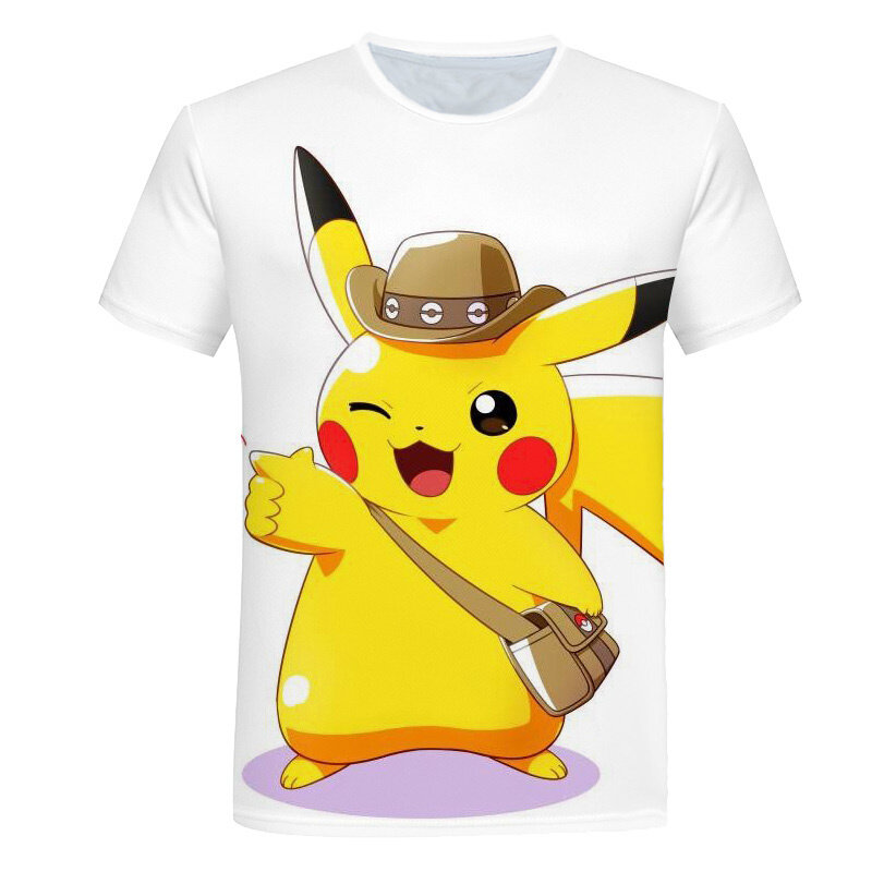 Crianças pikachu t camisa dos desenhos animados gráfico do bebê meninos meninas crianças harajuku 3d tshirt roupas de verão pokemon impressão t topos roupas