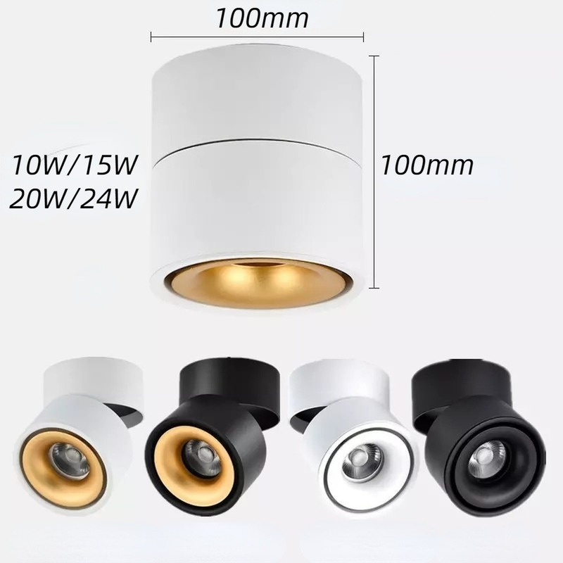 Dimmable LED Downlights Surface Mounted 10/12/20/24/30/36W AC110V/220V CREE Chip COB Folding Ceiling Lamps Anti Glare Spotlights