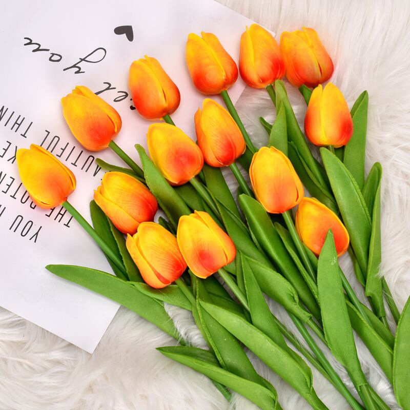 Mini tulipanes artificiales de pu, flores falsas, accesorios de tiro de boda, decoración del hogar, decoración de fiesta, flores de simulación, 1 ud.