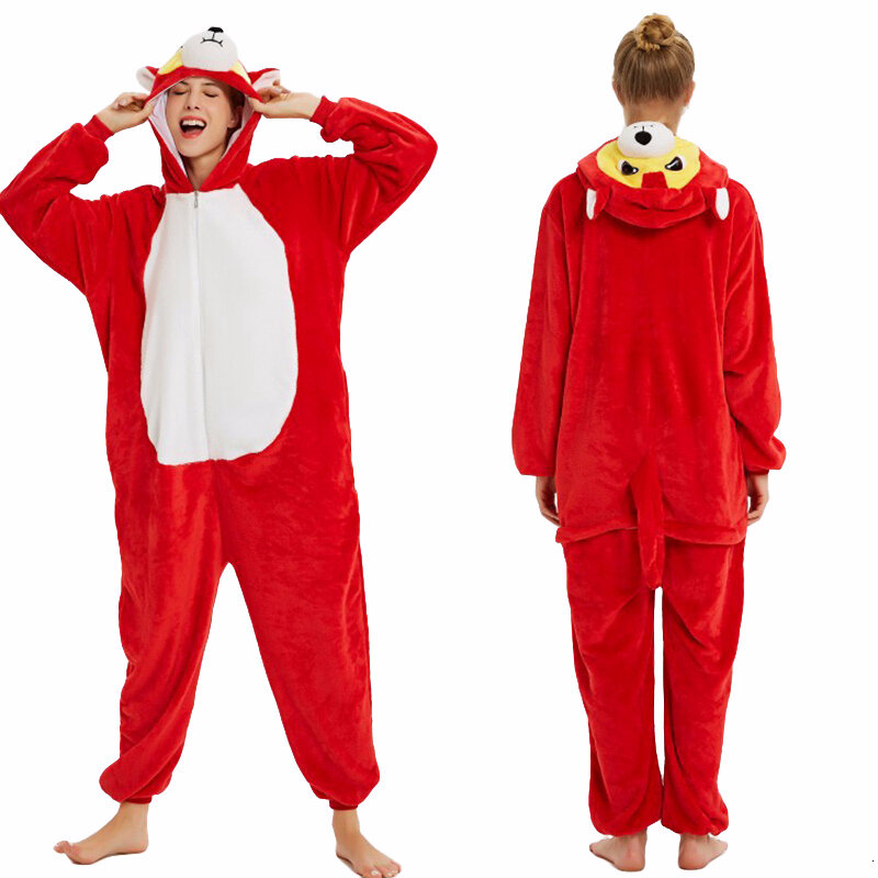 Animal Cospley Pajamas For Women Men Winter Flannel Unicorn Dog Panda Lion Onesie Pajamas Adult Halloween Jumpsuits Warm Sleepwe