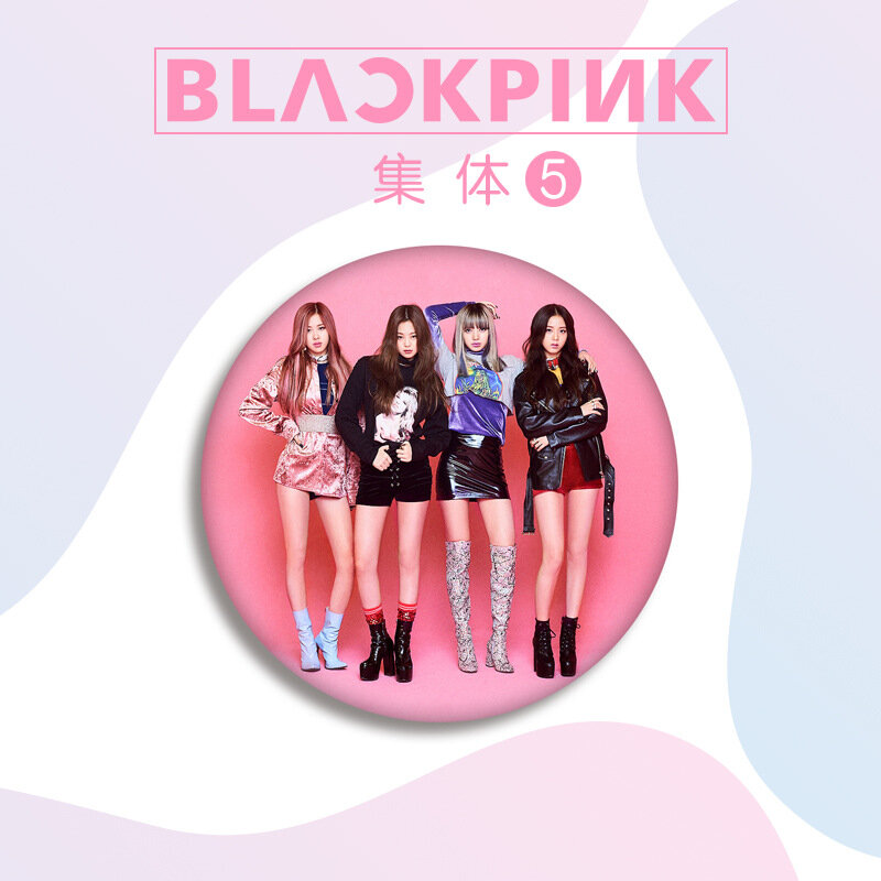 Novo design de moda kpop preto rosa broche distintivo