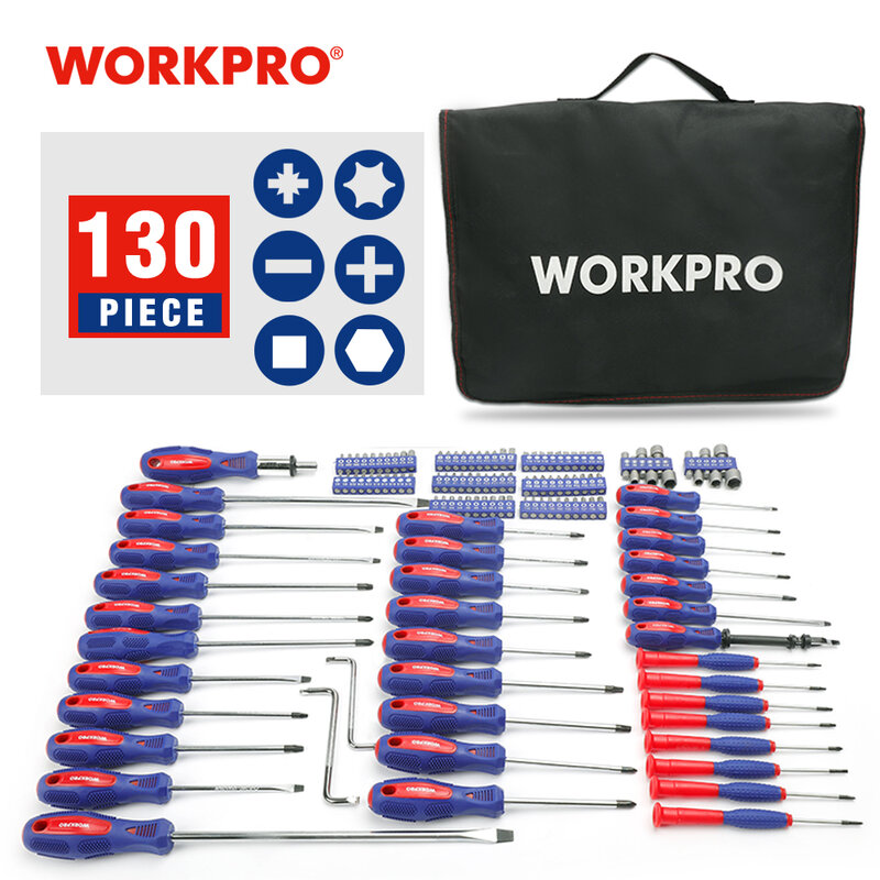 WORKPRO — Jeu de tournevis multifonctions 130 en 1, outils de précision utilisés pour le réparation des téléphones