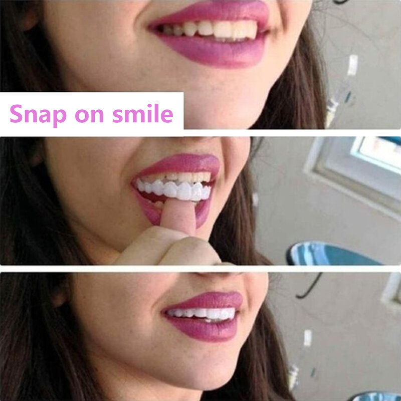 Gigi Palsu Atas/Bawah Kosmetik Palsu Veneer Instan Polyethylene Penutup Gigi Palsu Simulasi Kawat Gigi Perawatan Mulut Kecantikan Snap On Smile