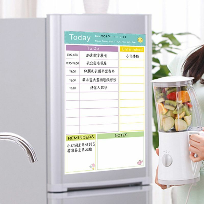Tableau blanc magnétique pour réfrigérateur, planificateur quotidien, marqueur, effaceur, enregistrement de messages