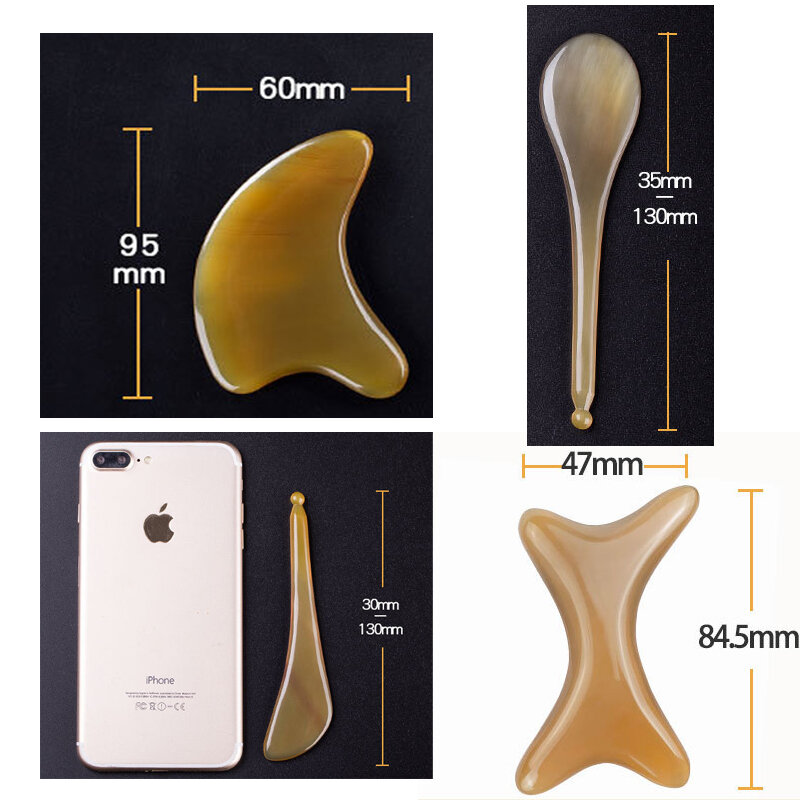 Natural Horn Scraping Plate Gua Sha Board SPA Massage Tool OX Horn Chinese Traditional Body Massager Acupuncture Scraper
