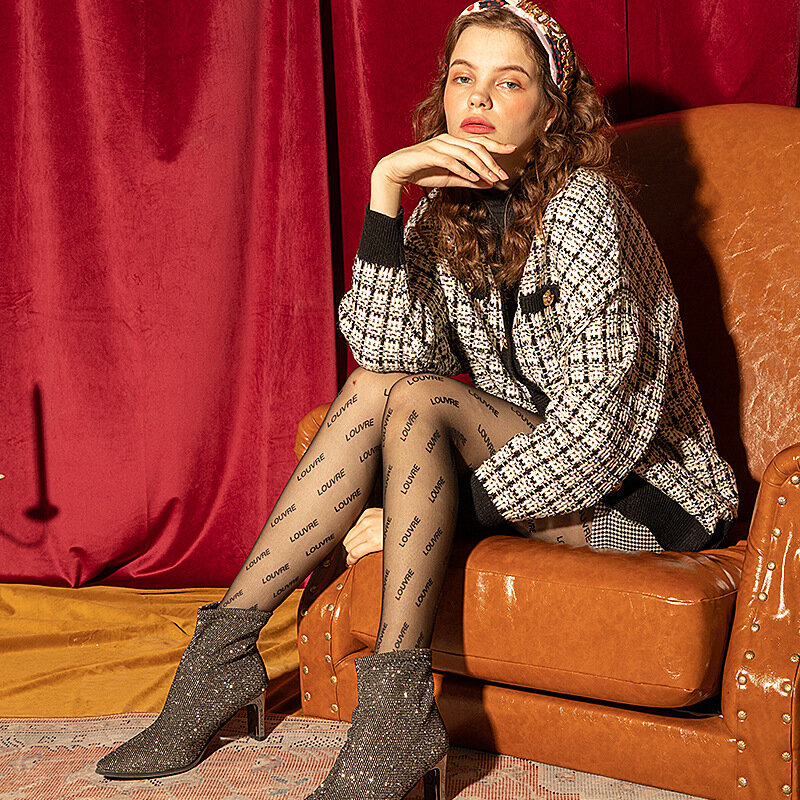 KASURE – collants Sexy en Nylon avec tatouages pour femmes, avec inscription, grande taille, à motifs, tuyau Transparent, nouvelle collection