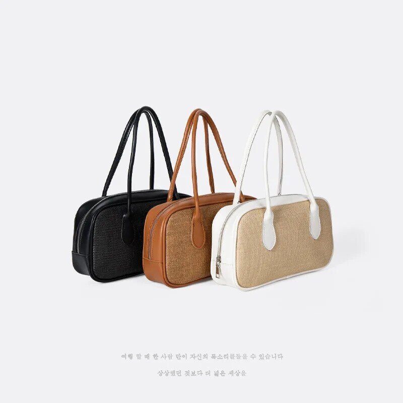Нишевые сумочки в стиле ретро, женские осенние новые плетеные сумочки из соломы 2021, модная прошитая Сумка-подушка
