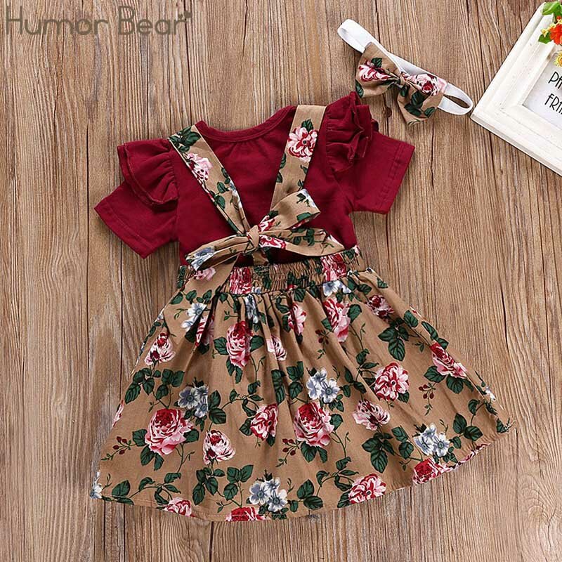Humor Bear – Ensemble de bébé pour petite fille, tenue en coton costume pour tout-petits, modèle de printemps