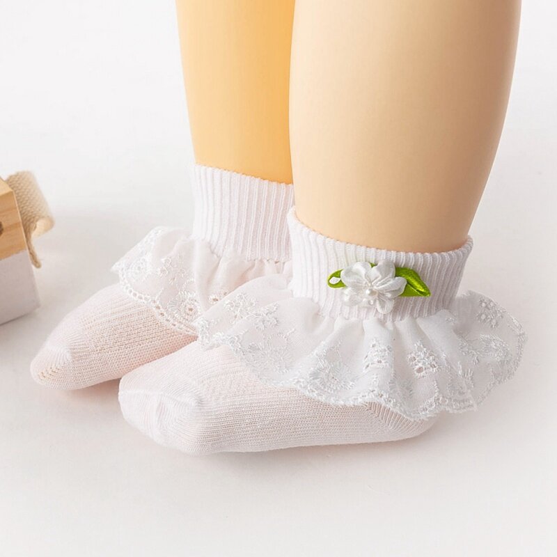 0-1T Baby Girl Cute Socks Cotton Lace Ruffled Bow Princess Party Toddler Children Socks Kids Accessories