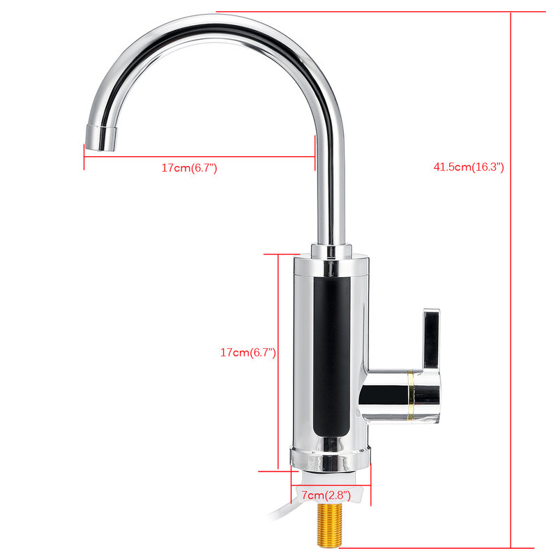 Household Electric Instant Heating Faucet Hot Cold Dual-use Tankless Water Quickly Heating Tap LED Display 3000W EU Plug 220V