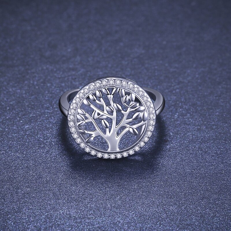 Sodrov-Anillo de Plata de Ley 925 con diseño de árbol de la vida, anillo abierto de tamaño libre, ajustable, para joyería anillos de plata 925