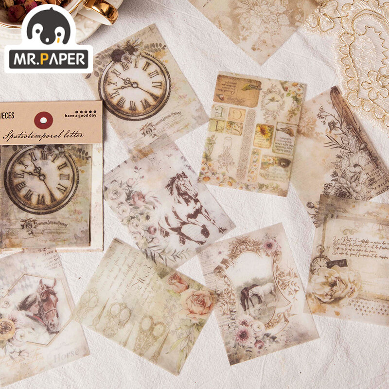 Mr.Paper 8 디자인 공간 시간 편지 시리즈 유럽 스타일의 복고풍 황산 종이 소재 DIY 복고풍 소재 소재 종이