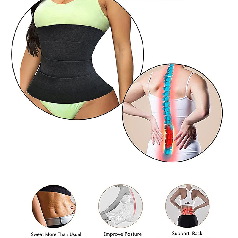 Arrebatado bandagem envoltório cintura trainer snate-me-up banda compressiva controle de barriga ajustável apertar bainha suor sauna shaper do corpo