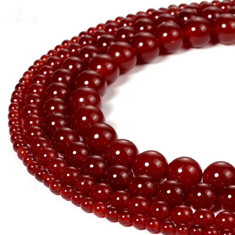جودة الأحمر العقيق فضفاض خرزة مباعدة لصنع المجوهرات سوار ذاتي الصنع اكسسوارات (اختيار حجم 4 6 8 10 مللي متر)