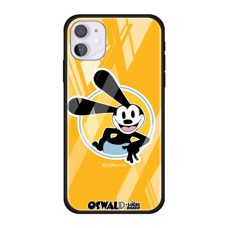 Disney Mickey Mouse Oswald para Apple iPhone 12 Pro Max Mini 11 Pro XS Max X XR 6S 6 7 8 Plus de lujo de cristal templado de teléfono caso