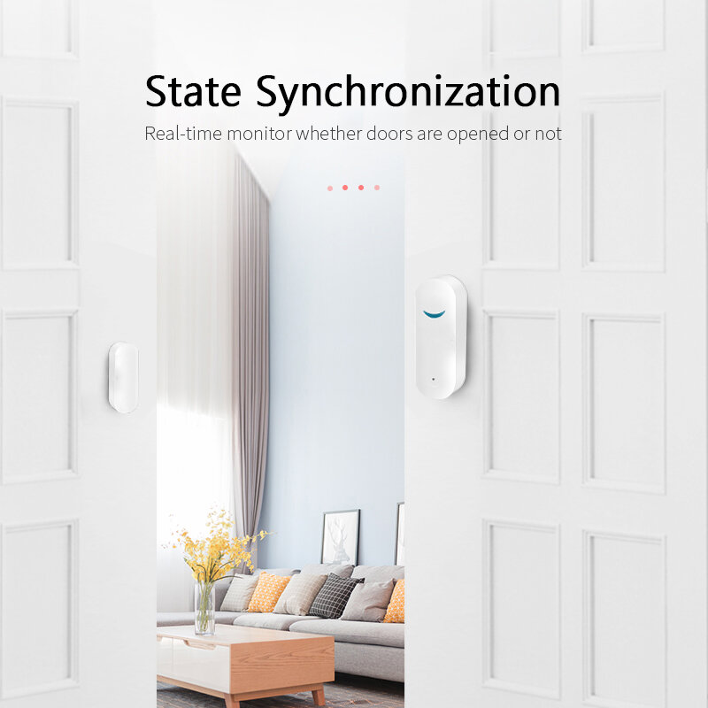 Tuya-Sensor de puerta inteligente con WiFi, detectores de puerta abiertos/cerrados, Sensor de ventana, Notificación por aplicación, alarma compatible con Alexa y Google Home