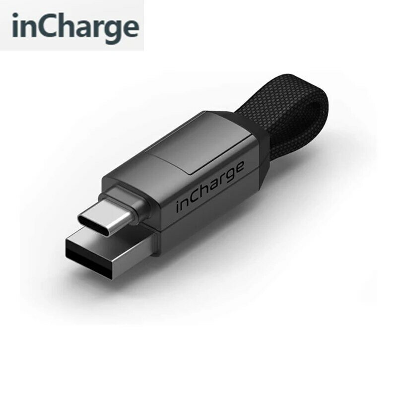 Incharge 6-o seis-em-um exército suíço faca de cabos, porta-chaves portátil usb/USB-C/micro usb/relâmpago cabo de carregamento