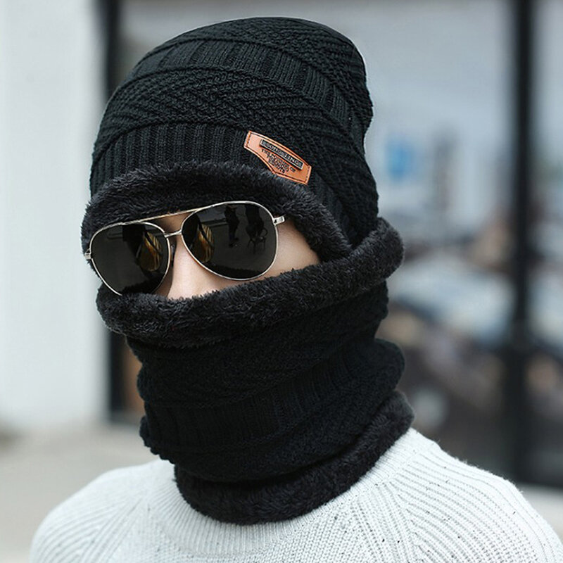 Bonnet d'hiver tricoté en laine pour homme et femme, écharpe chaude et respirante, pour garçon et fille