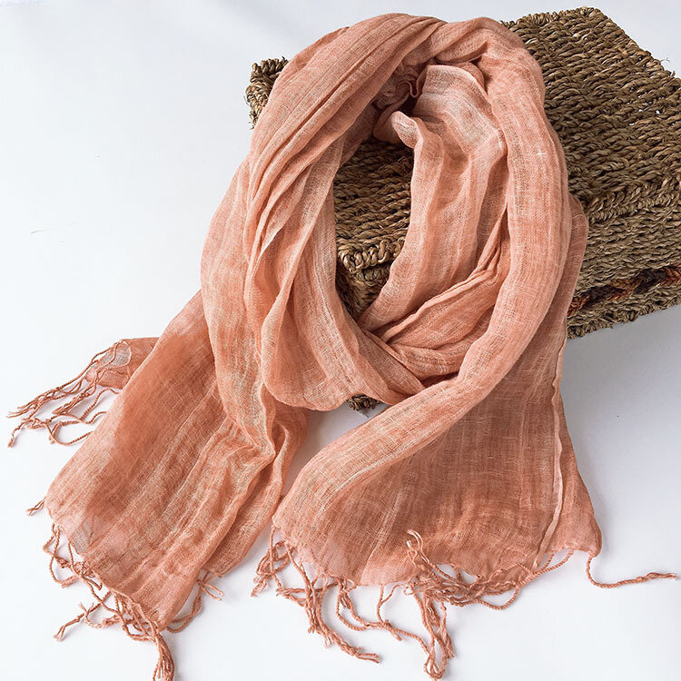 Vintage Plissiert Leinen Baumwolle Leinen Schal frauen Frühling Und Herbst Dünne Stil Atmungsaktive Schal Temperament Vielseitige Neue Seide