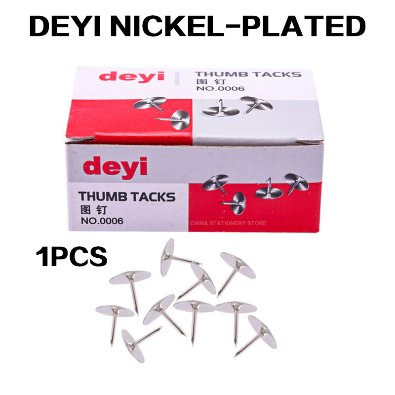 1 stücke DEYI Nickel-Überzogene Druckbolzen Boxed Flache Kopf Druckbolzen Büro Schreibwaren