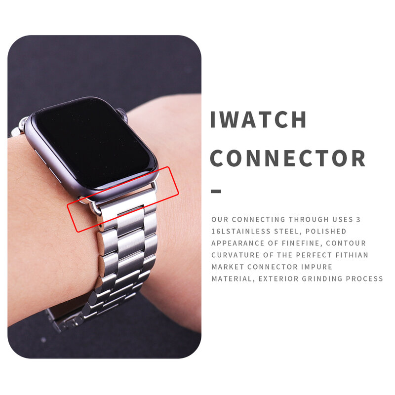 Адаптер для ремешка Apple Watch band 6 SE 5 4 3 2 1, бесшовный металлический алюминиевый соединитель для iwatch 44 мм 42 мм 40 мм 38 мм, аксессуары