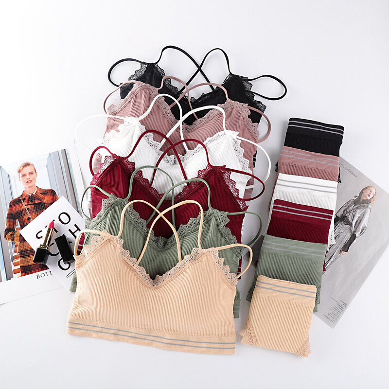Conjunto de sujetador y braguitas de algodón para mujer, sujetador Sexy, ropa interior deportiva sin costuras, lencería