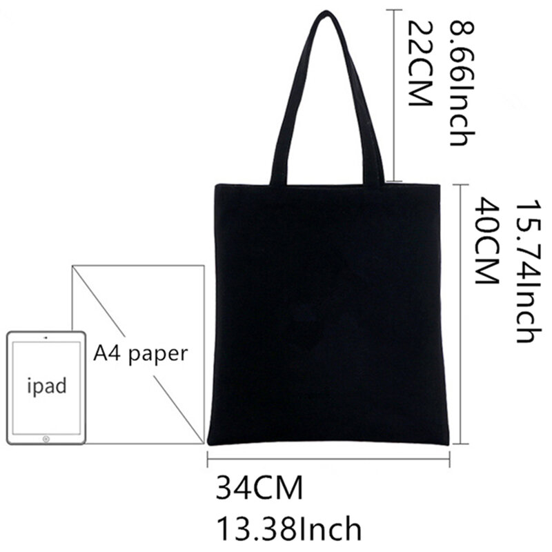 Junji Ito-Bolso de mano de lona con estampado de dibujos animados, bolsa de tela reutilizable, bolso de hombro personalizado, color negro, Harajuku Art Shopping