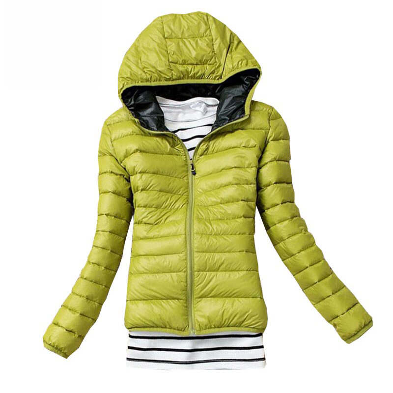 Chaqueta de invierno para mujer, Parka de algodón con capucha, abrigo informal ajustado, Parkas liso básico, abrigo de manga larga