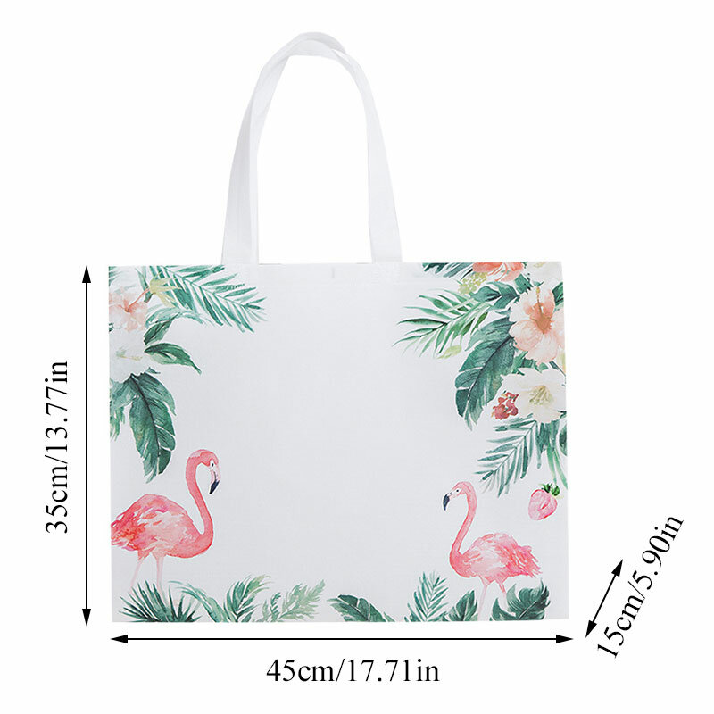 Fashion Flamingo Printing Shopping Bag Quality Eco Takeaway Pouch Travel Grocery Bag Non-woven Fabric Film Coated Folding Bag