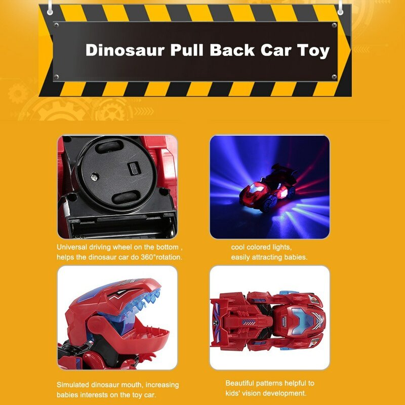 Dinossauro carro brinquedos transformáveis dinossauro carro puxar para trás brinquedo do carro elétrico transformando lanterna dinossauro led carro