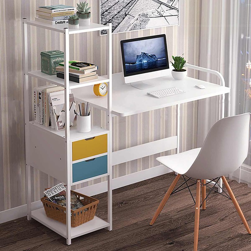 Grande mesa de madeira do computador portátil mesa de escritório mesa de estudo com gavetas prateleiras móveis de escritório computador portátil estação de trabalho em casa