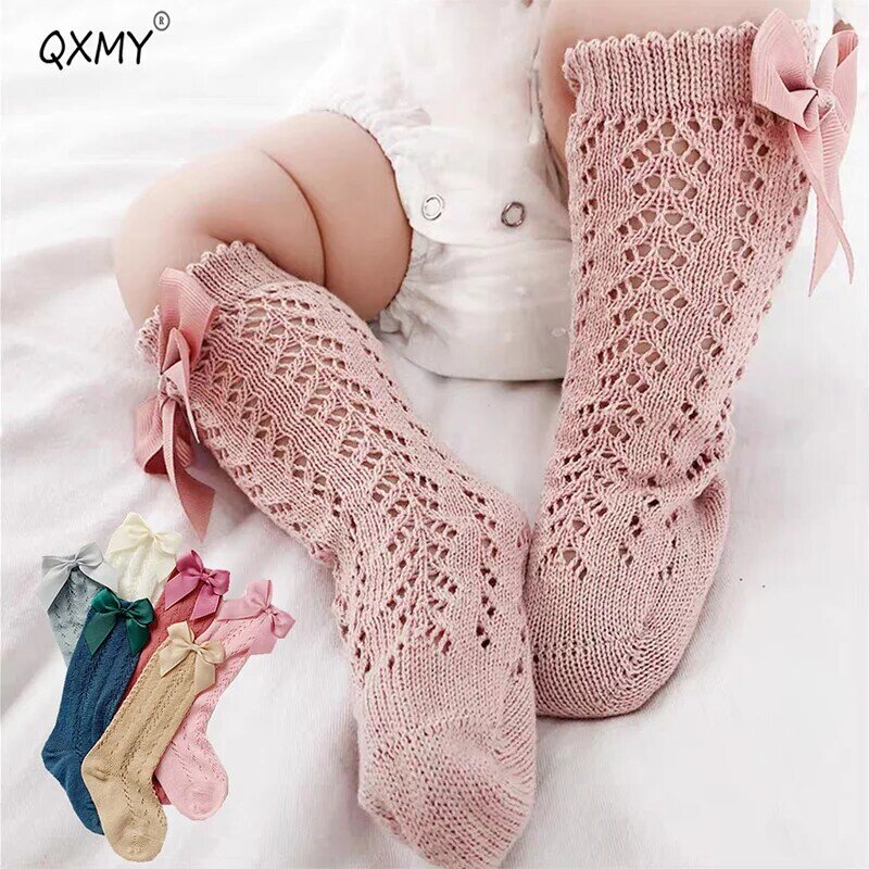 2021 primavera bebé Calcetines de las niñas hasta la rodilla calcetines con Real Arco estilo español NIÑOS Calcetines niños hueco calcetín Infant Socken