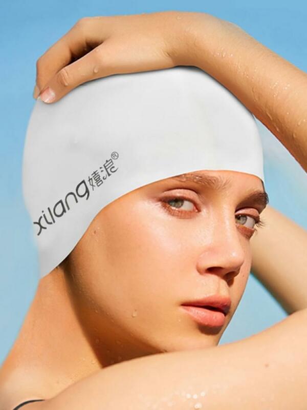Новая стильная шапочка для плавания унисекс, специальная силиконовая шапочка для плавания с длинными волосами, ультратонкая шапочка для пл...