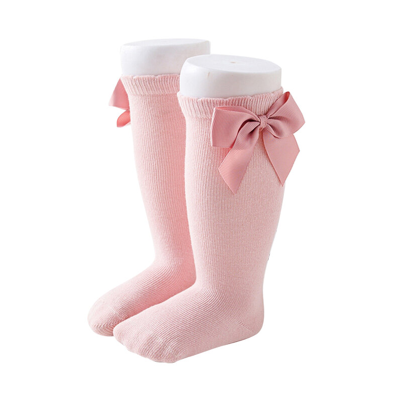 2021 bebé niñas Sockings niños lazo grande Calcetines largo rodilla alta calidad suave 100% de encaje de algodón de bebé Calcetines