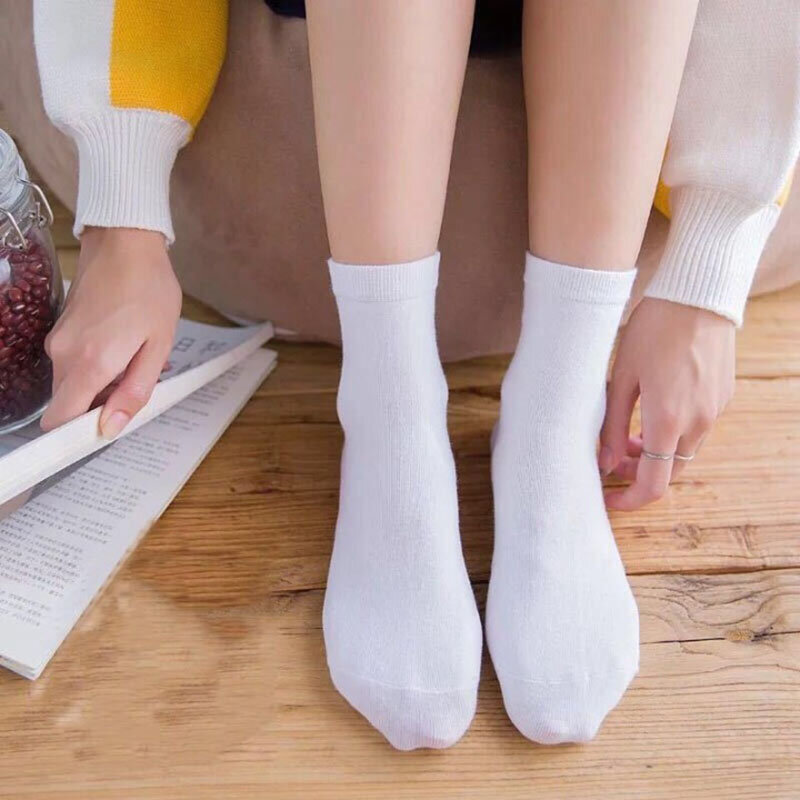 1 par feminino meias bonito cor sólida ordenadamente confortável algodão feminino meias outono inverno calcetine meia senhora meias calcetine